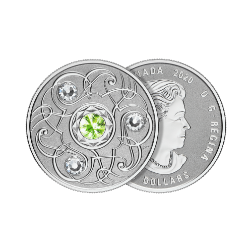 Thumbnail Silver coin august Birthstone Swarovski 2020 angle 1