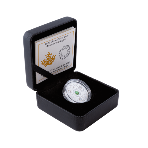 Thumbnail Silver coin august Birthstone Swarovski 2020 angle 2