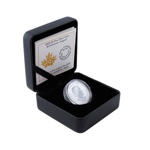 Thumbnail Silver coin august Birthstone Swarovski 2020 angle 3