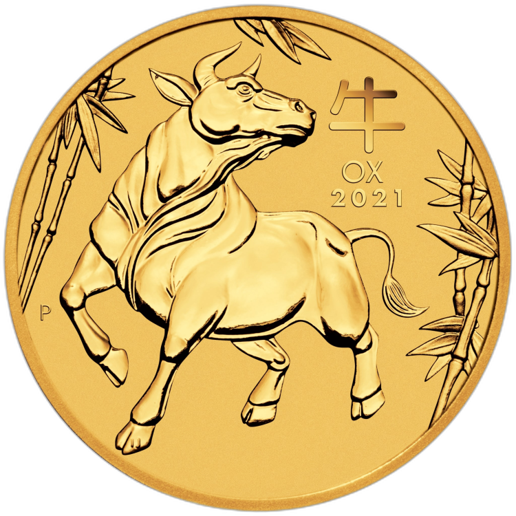 10 oz Lunar Gouden Munt 2021 achterkant