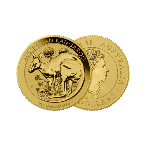 Thumbnail 1/4 oz Kangaroo Gouden Munt 2021 perspectief 1