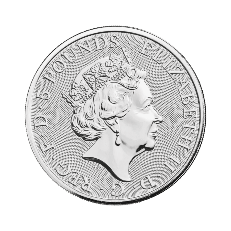 2 oz Queens Beasts Zilveren Munt 2021 achterkant