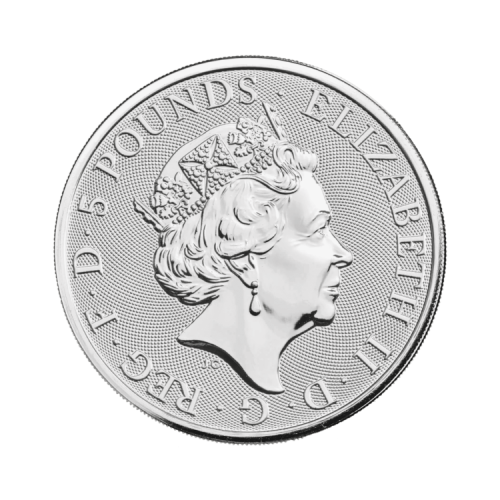 Thumbnail 2 oz Queens Beasts Zilveren Munt 2021 achterkant