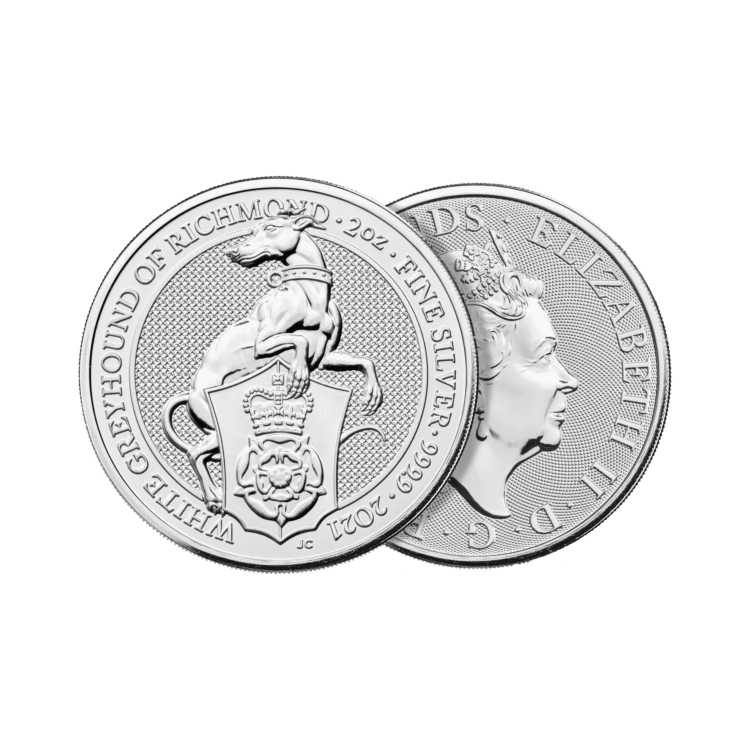 2 oz Queens Beasts Zilveren Munt 2021 perspectief 1