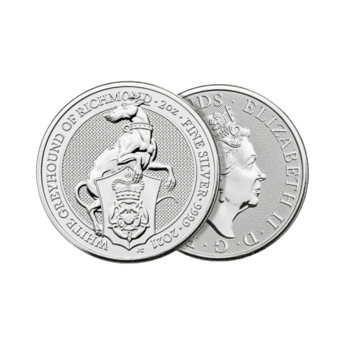 Thumbnail 2 oz Queens Beasts Zilveren Munt 2021 perspectief 1