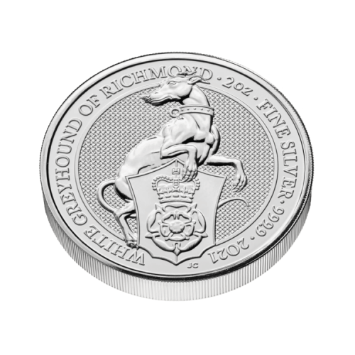 Thumbnail 2 oz Queens Beasts Zilveren Munt 2021 perspectief 2