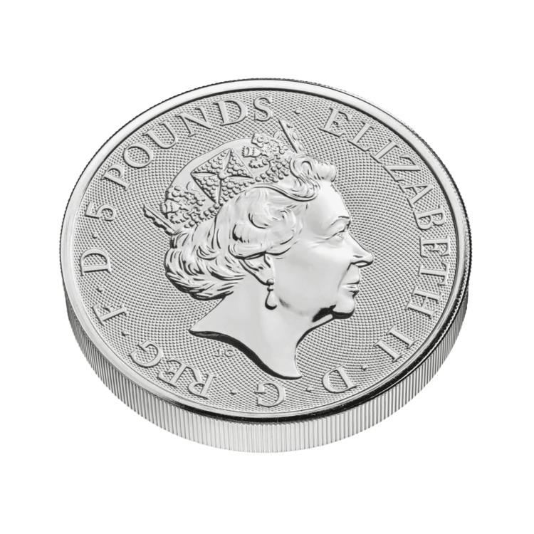 2 oz Queens Beasts Zilveren Munt 2021 perspectief 3