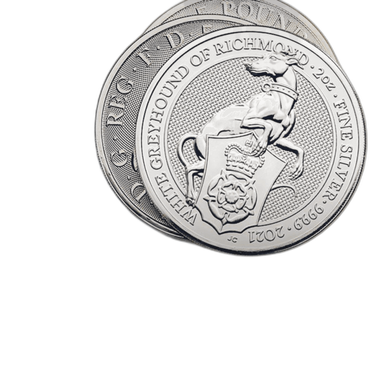 2 oz Queens Beasts Zilveren Munt 2021 perspectief 4