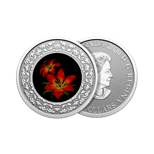 Thumbnail Silver coin Flower emblems of Canada Saskatchewan angle 1