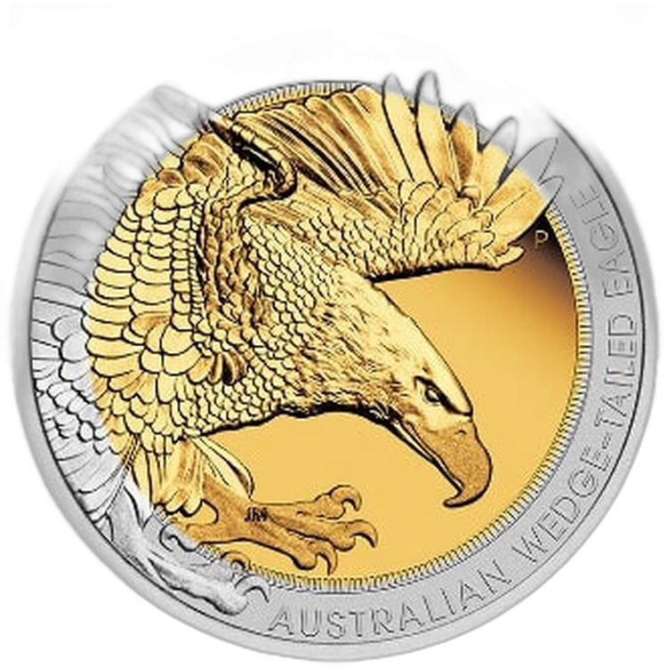1,5 troy ounce silver coin wedge-tailed Eagle Bi-Metal Proof 2020 back