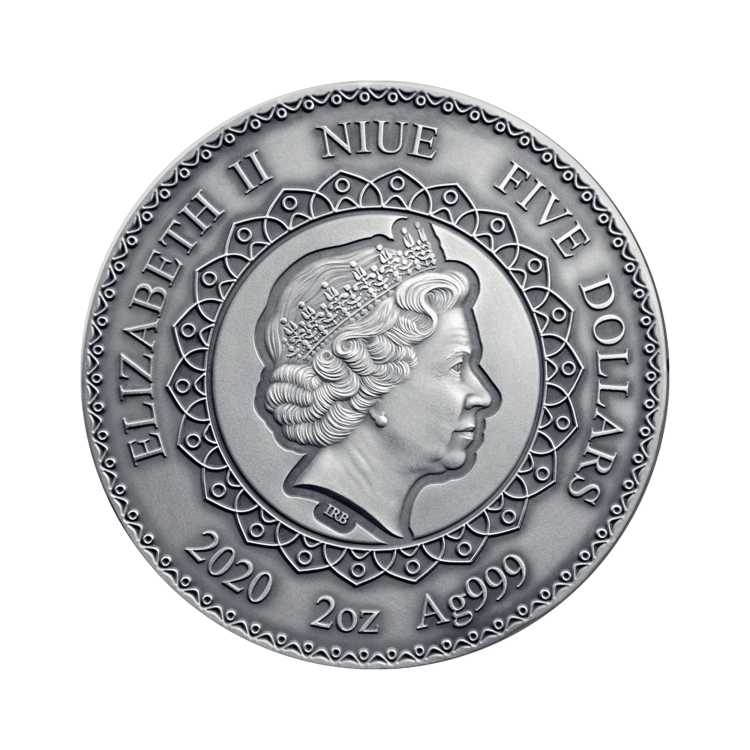 2 troy ounce zilveren munt Mandala Owl - antieke afwerking 2020 achterkant