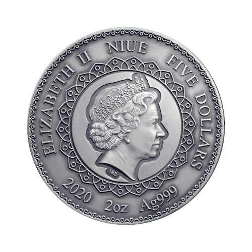 Thumbnail 2 troy ounce zilveren munt Mandala Owl - antieke afwerking 2020 achterkant