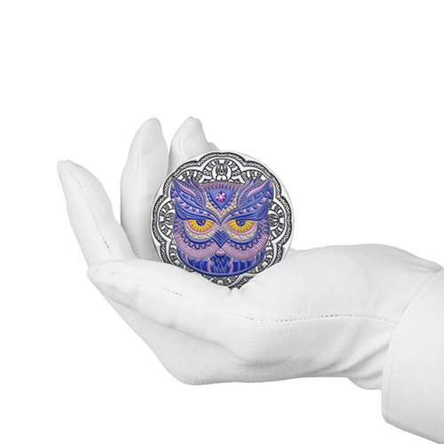 Thumbnail 2 troy ounce zilveren munt Mandala Owl - antieke afwerking 2020 perspectief 3