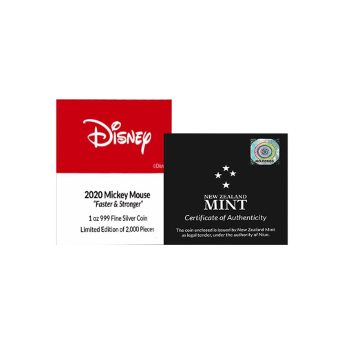 Thumbnail 1 troy ounce zilveren munt Disney Mickey Mouse - Faster and Stronger 2020 Proof perspectief 3