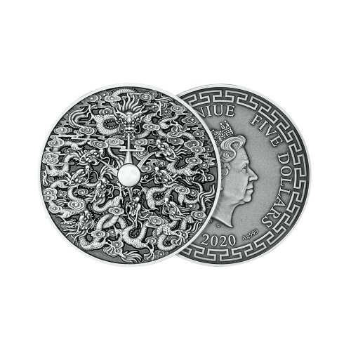 Thumbnail 2 troy ounce zilveren munt negen draken 2020 perspectief 1