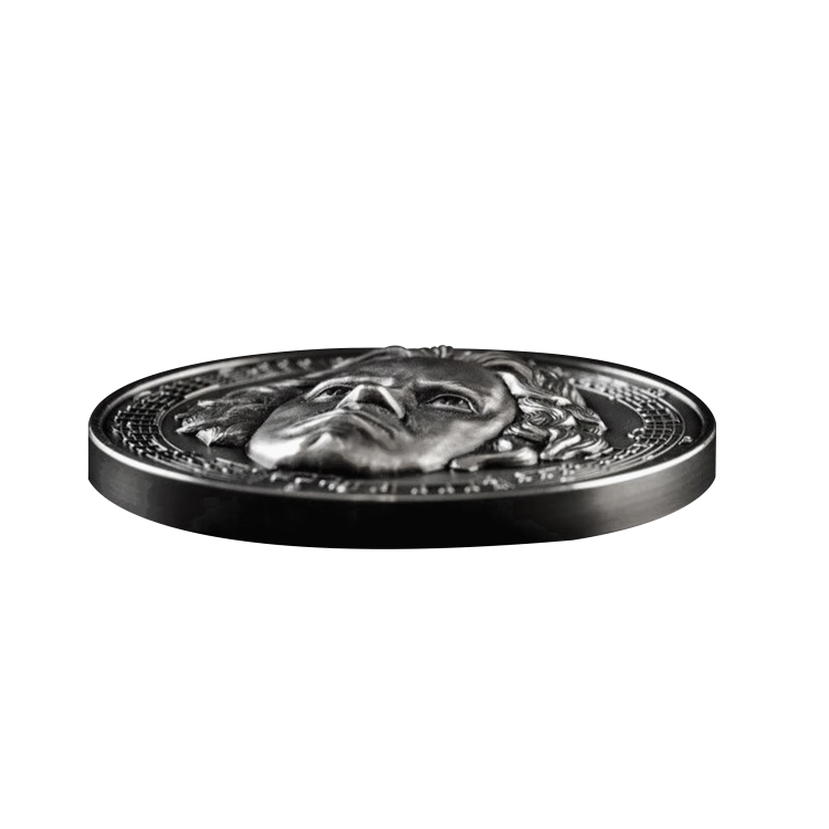 3 troy ounce zilveren munt Beethoven - antieke afwerking 2020 perspectief 1
