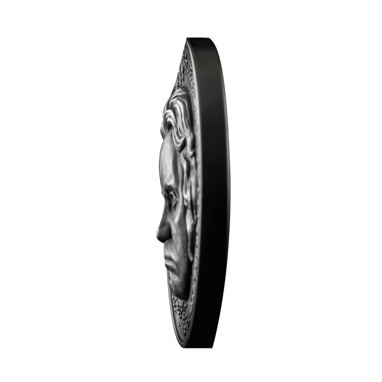 3 troy ounce zilveren munt Beethoven - antieke afwerking 2020 perspectief 2
