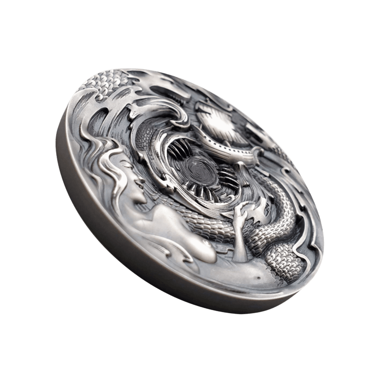 3 troy ounce zilveren munt Scylla and Charybdis Evil Within 2020 perspectief 1