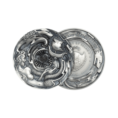 Thumbnail 3 troy ounce zilveren munt Scylla and Charybdis Evil Within 2020 perspectief 3