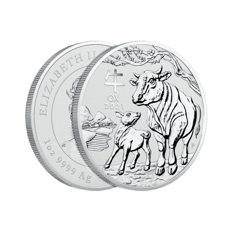 1 oz Lunar Zilveren Munt 2021 perspectief 1