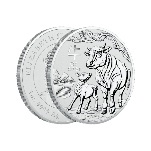 Thumbnail 1 oz Lunar Zilveren Munt 2021 perspectief 1