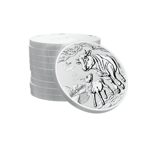 Thumbnail 1 oz Lunar Zilveren Munt 2021 perspectief 2