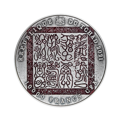 Thumbnail 2 troy ounce zilveren munt Lü Bü strijd 3 helden 2021 - antieke afwerking achterkant