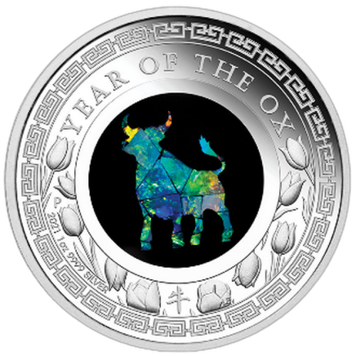 Thumbnail 1 oz Lunar Zilveren Munt 2021 perspectief 2