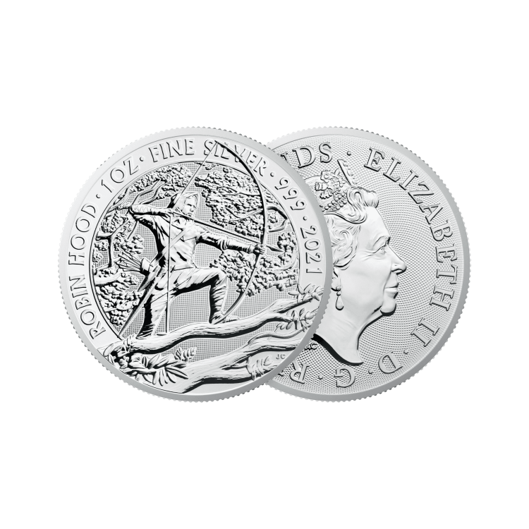 1 oz Robin Hood Silver Coin 2021 angle 1
