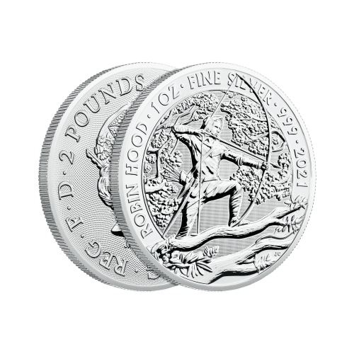 Thumbnail 1 oz Robin Hood Silver Coin 2021 angle 2