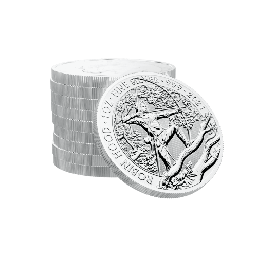 Thumbnail 1 oz Robin Hood Silver Coin 2021 angle 3
