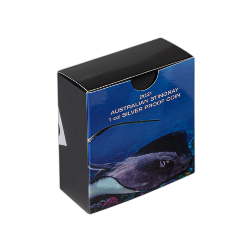 Thumbnail 1 troy ounce zilveren munt Pijlstaartrog 2021 Proof perspectief 1