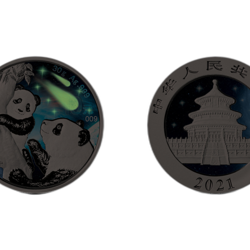 Thumbnail 30 Grams silver coin Glowing Galaxy Panda 2021 back