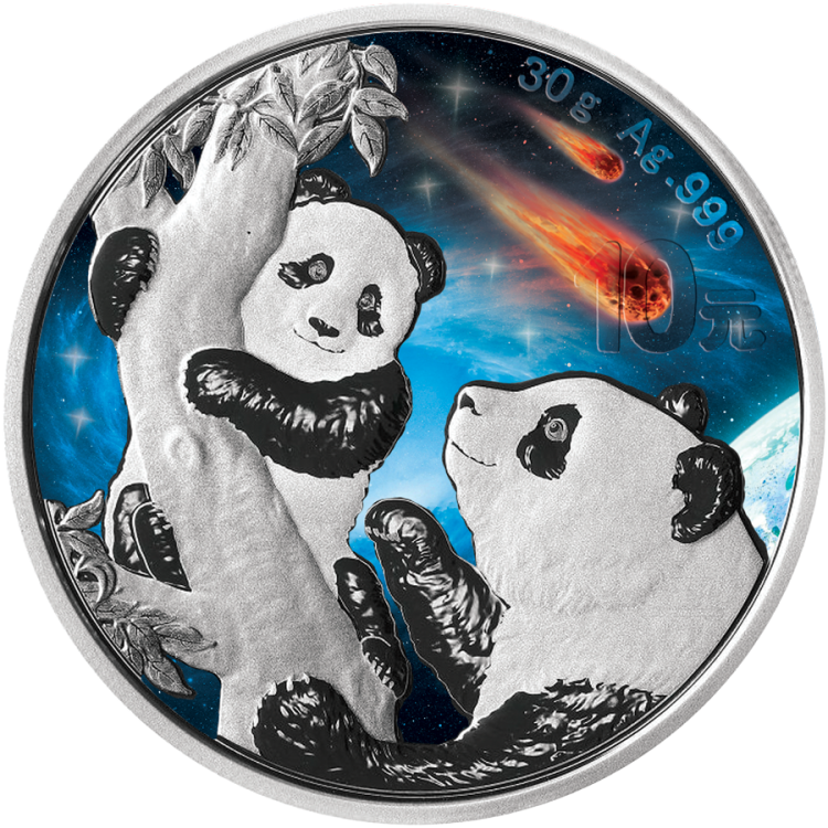 30 Grams silver coin Glowing Galaxy Panda 2021 angle 2