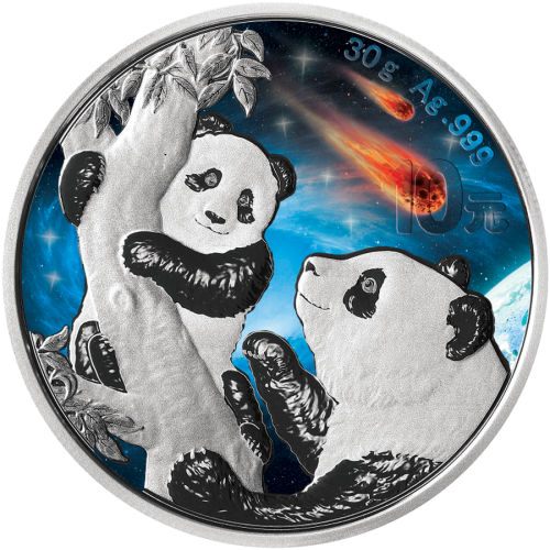 Thumbnail 30 Grams silver coin Glowing Galaxy Panda 2021 angle 2