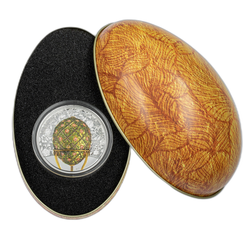 Thumbnail 2 troy ounce zilveren munt Rose Trellis Egg 2021 Proof achterkant