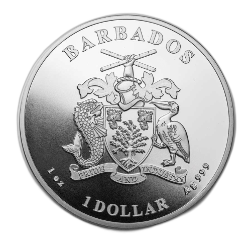 Thumbnail 1 troy ounce zilveren munt Caribbean Seahorse 2021 achterkant
