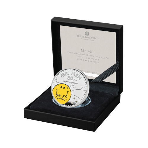 Thumbnail 1 troy ounce zilveren munt Mr. Men little Miss-Mr. Happy 50th Anniversary 2021 perspectief 2