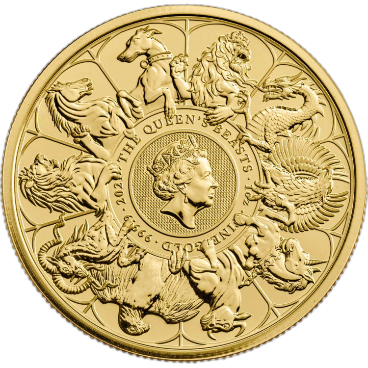 1 oz Queens Beasts Gouden Munt 2021 achterkant