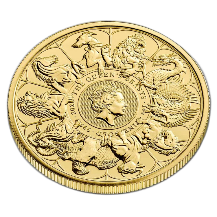 1 oz Queens Beasts Gouden Munt 2021 perspectief 1