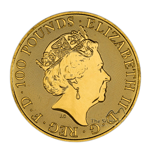 Thumbnail 1 oz Queens Beasts Gouden Munt 2021 perspectief 2