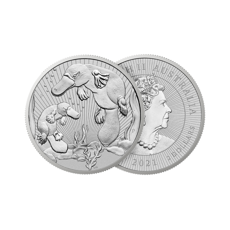 2 troy ounce zilveren munt Platypus Next Generations 2021 perspectief 1