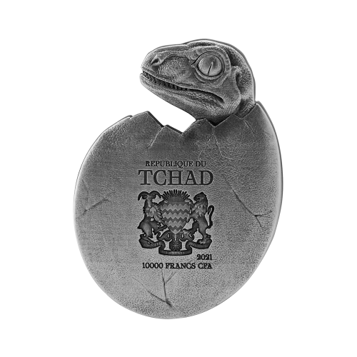 Thumbnail 2 troy ounce zilveren munt Velociraptor 2021 achterkant
