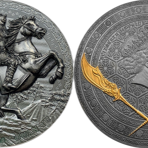 Thumbnail 3 troy ounce silver coin five tiger general Guan Yu 2020 angle 1