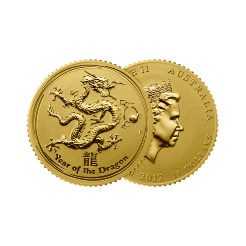 Thumbnail 1/10 oz Lunar Gouden Munt 2012 perspectief 1