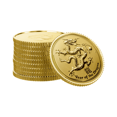 Thumbnail 1/10 oz Lunar Gouden Munt 2012 perspectief 3