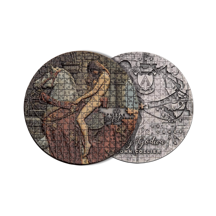 3 troy ounce silver coin Lady Godiva 2020 antique finish angle 1