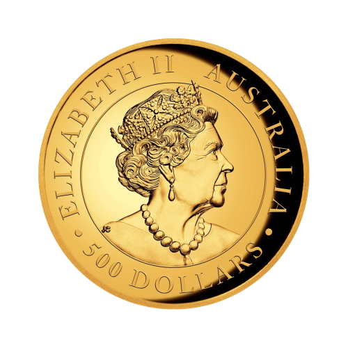 Thumbnail 5 troy ounce gouden munt Kookaburra 2021 Proof achterkant