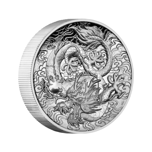Thumbnail 2 troy ounce zilveren munt mythen en legendes dragon 2021 Proof perspectief 2