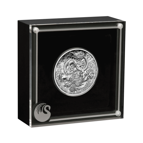 Thumbnail 2 troy ounce zilveren munt mythen en legendes dragon 2021 Proof perspectief 3